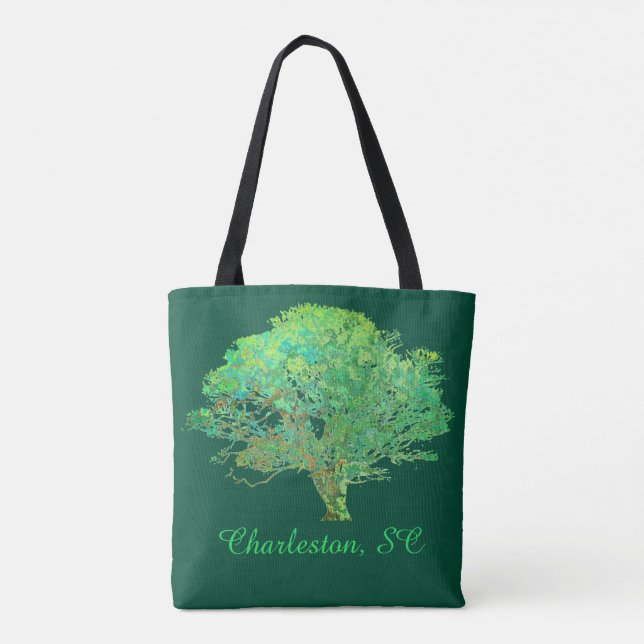 Bolso De Tela Charleston, Carolina del Sur Majestic Oak Tree (Reverso)