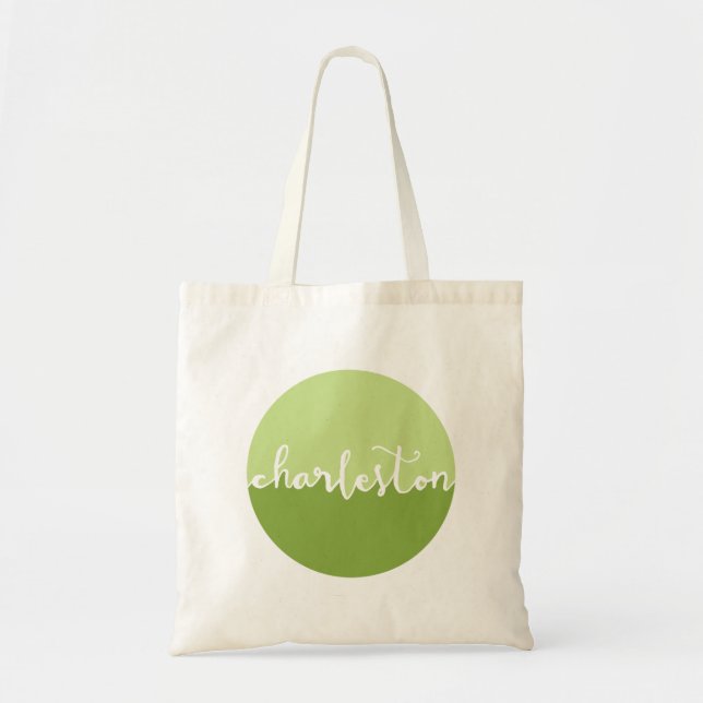 Bolso De Tela Charleston, círculo verde Ombre del SC el | (Frente)