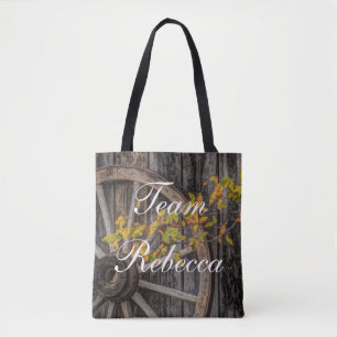 Bolso De Tela Charm Country - Rueda de vagón occidental rústica