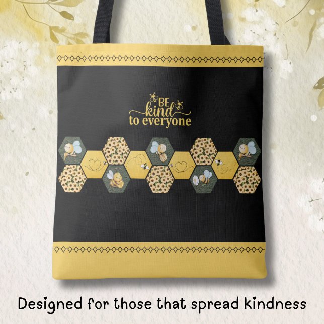 Bolso De Tela Charming Be Kind to Everyone Bumble Bee Tote Bag (This Bee Tote is designed for those that spread kindness. A cheerful bag for every kind heart)