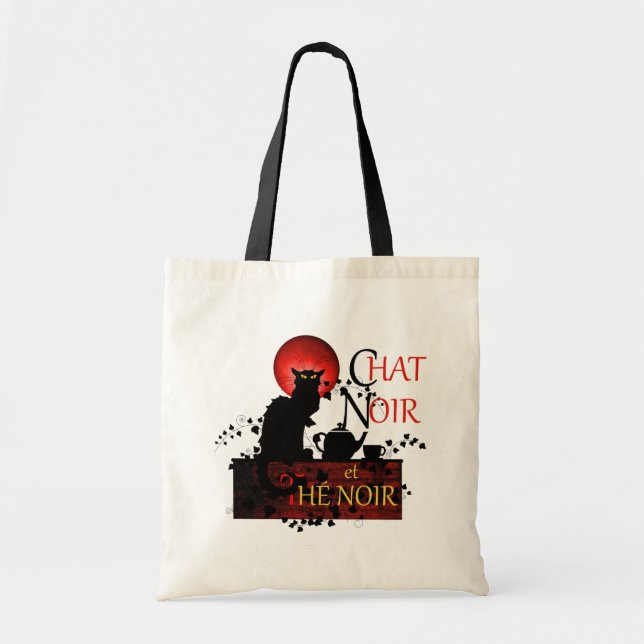 Bolso De Tela Chat Noir et Thé Noir, té negro de gato (Frente)