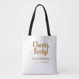 Bolso De Tela Cheers forty orange brown calligraphy birthday nam