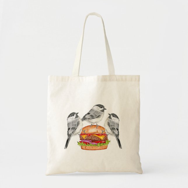Bolso De Tela Cheeseburger Birds Mountain Chickadee (Frente)