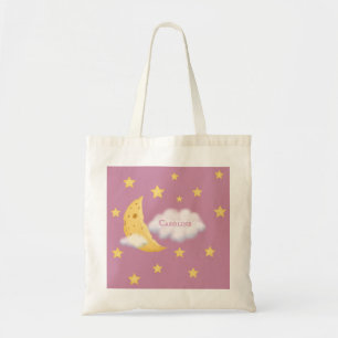 Bolso De Tela Cheesy Moon & Stars Rosa Fluffy Cloud personalizad