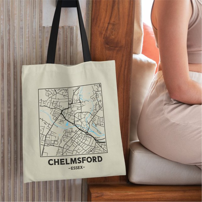 Bolso De Tela Chelmsford, Essex City Map Tote Bag (Subido por el creador)