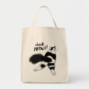 Bolso De Tela ¡Chequea a Meowt! Graciosa explosión de gato blanc