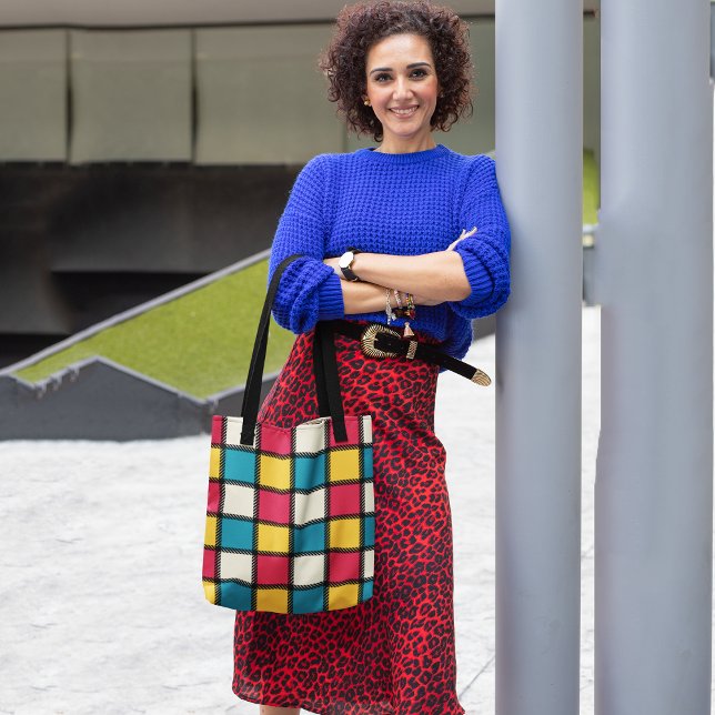 Bolso De Tela Cheques monocromos coloridos (Subido por el creador)