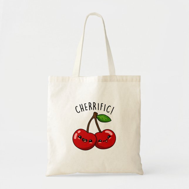 Bolso De Tela Cherrily divertida Pun de Fruta de Cerezo Rojo (Frente)
