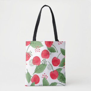 Bolso De Tela Cherry Berries Vintage, Watercolor Seamless.