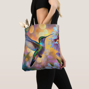 Bolso De Tela Cherry Blossom Fantasy Hummingbird