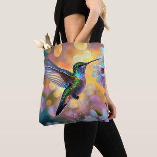Bolso De Tela Cherry Blossom Fantasy Sunrise Hummingbird