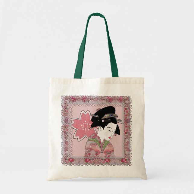 Bolso De Tela Cherry Blossom Geisha (Frente)