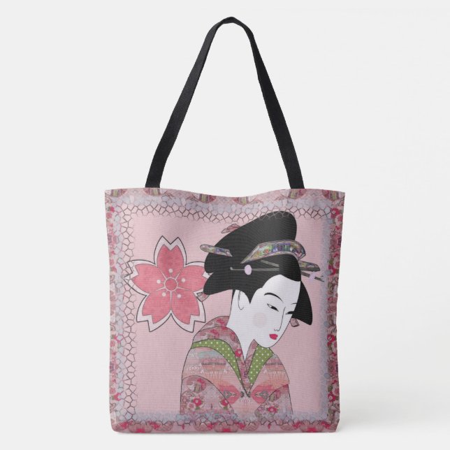 Bolso De Tela Cherry Blossom Geisha (Reverso)