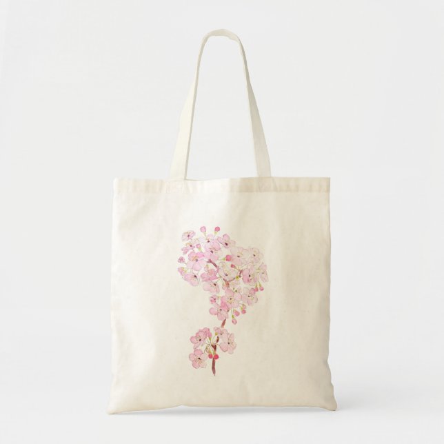 Bolso De Tela cherry blossom ink and watercolor 2 (Frente)