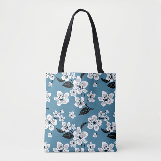 BOLSO DE TELA CHERRY BLOSSOM - SAKURA (SMOKY BLUE) (Anverso)