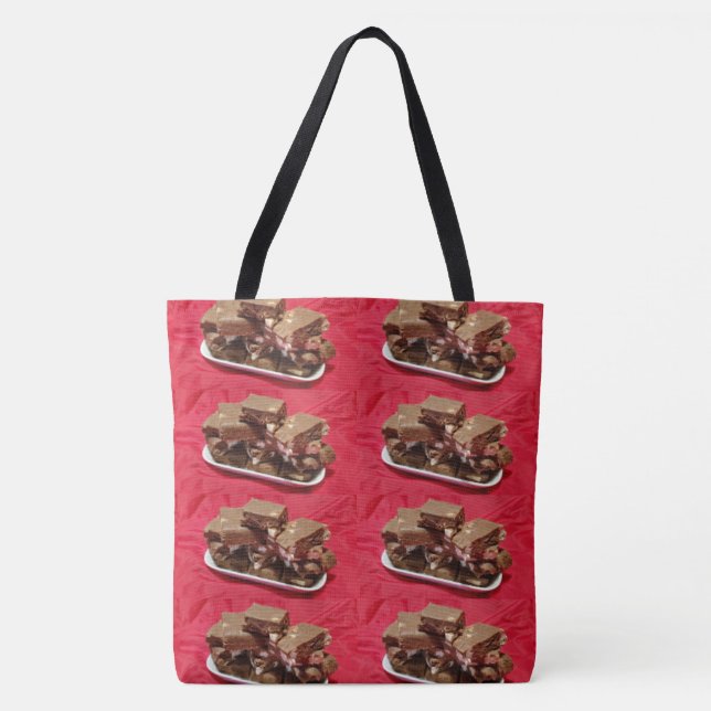 Bolso De Tela Cherry Chocolate Fudge Marshmallow En Una Placa (Anverso)