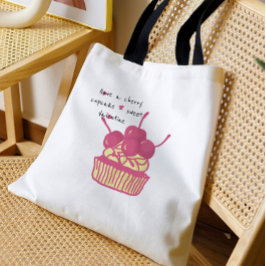 Bolso De Tela Cherry Cupcake Valentine – Hand-Drawn Dessert