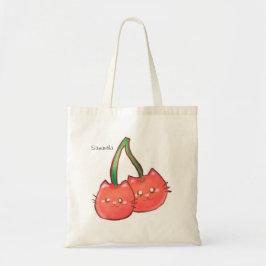 Bolso De Tela Cherry Fruit Cats