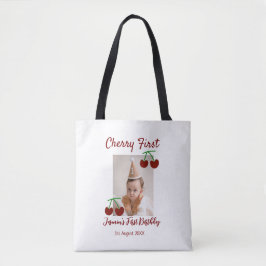 Bolso De Tela Cherry primer feliz cumpleaños foto niños rojo mod