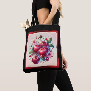 Bolso De Tela Cherry Red Cute Cherries Floral Giro rosa