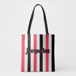 Bolso De Tela Cherry Rojo y Cabana Negra Stripe Luxe