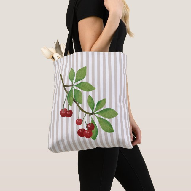 Bolso De Tela Cherry Striped (Detalle)