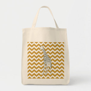 Bolso De Tela Chevron de Safari marrón de Sudán con jirafa de ar