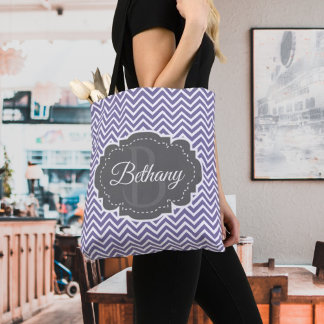 Bolso De Tela Chevron morado personalizado