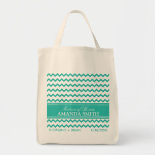Bolso De Tela Chevron personalizó el tote del banquete de boda