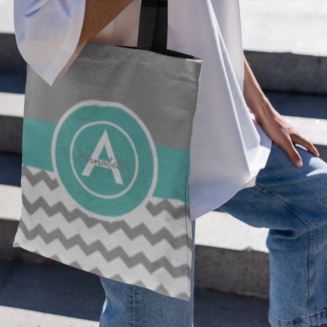 Bolso De Tela Chevron Verde azulado gris (Subido por el creador)