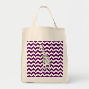 Bolso De Tela Chevron violeta africano con jirafa de arte pop