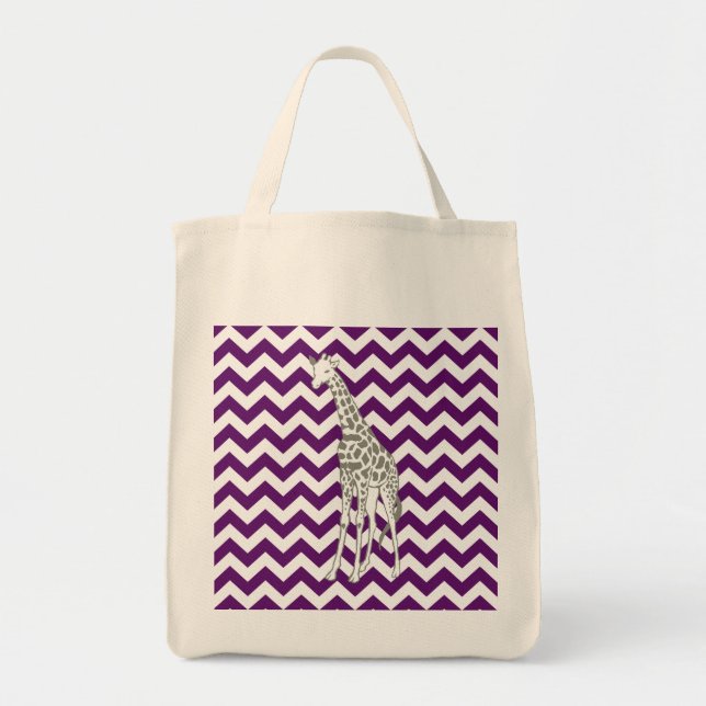 Bolso De Tela Chevron violeta africano con jirafa de arte pop (Frente)