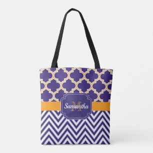 Bolso De Tela Chevron y Quatrefoil