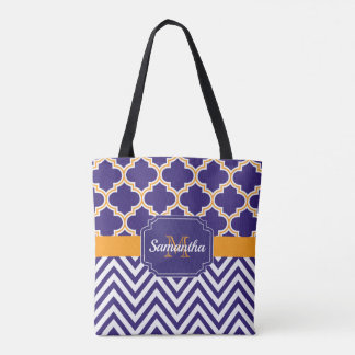 Bolso De Tela Chevron y Quatrefoil