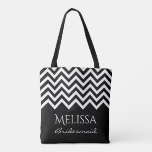 Bolso De Tela Chevron zig zag strig rayas negras y blancas damas