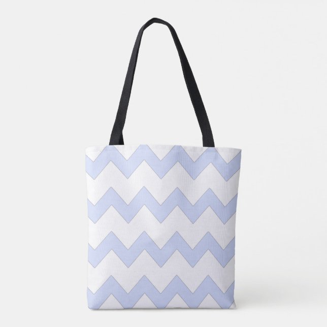 Bolso De Tela Chevron zigzag diseño azul blanco (Reverso)