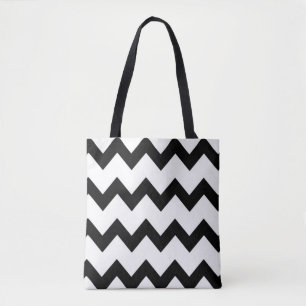 Bolso De Tela Chevron zigzag diseño blanco negro