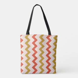 Bolso De Tela Chevron zigzag diseño naranja amarillo ocre en ros