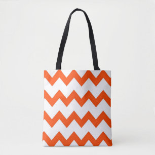 Bolso De Tela Chevron zigzag diseño naranja blanco