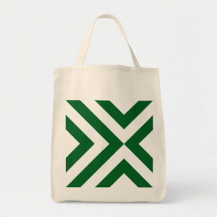 Bolso De Tela Chevrons verdes y blancos