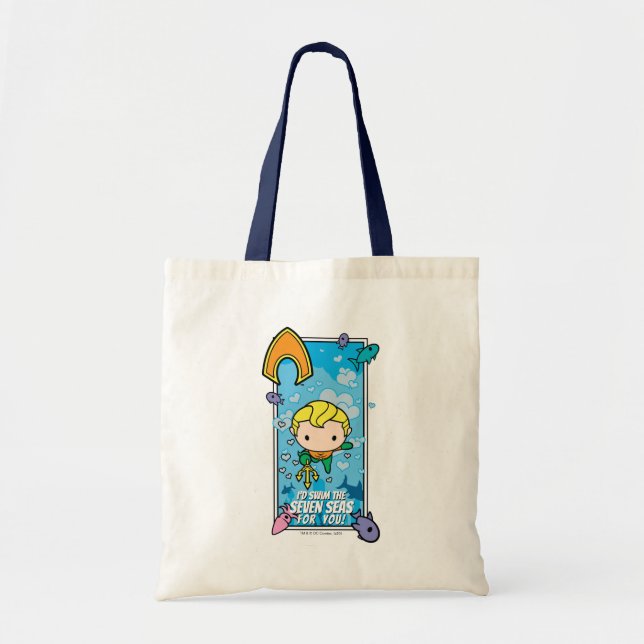 Bolso De Tela Chibi Aquaman - Nadaré Los Siete Mares (Frente)