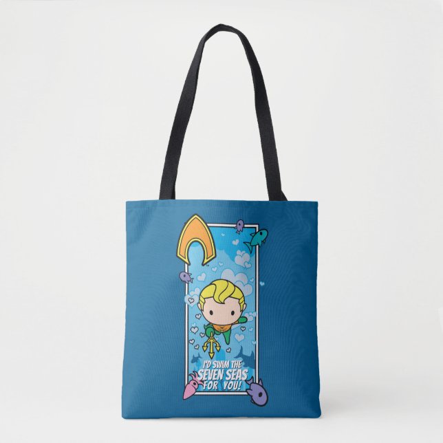 Bolso De Tela Chibi Aquaman - Nadaré Los Siete Mares (Anverso)