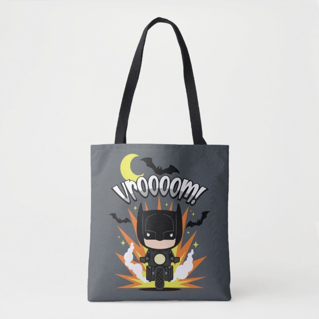 Bolso De Tela Chibi Batman Batcycle (Anverso)