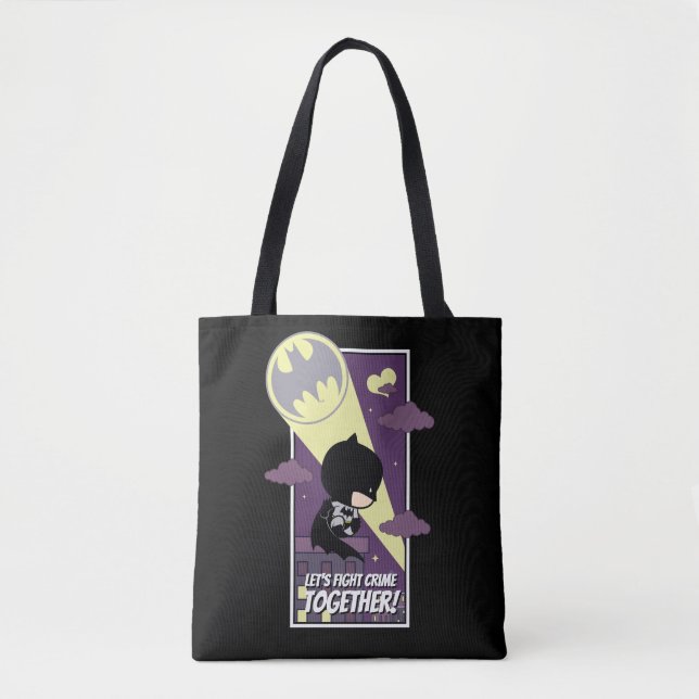 Bolso De Tela Chibi Batman - Luchemos juntos contra el crimen (Anverso)
