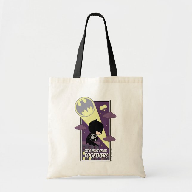 Bolso De Tela Chibi Batman - Luchemos juntos contra el crimen (Frente)