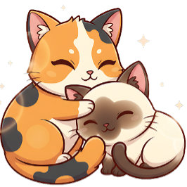 Bolso De Tela Chibi Cat Nap – Calico & Siamese Sleeping Together