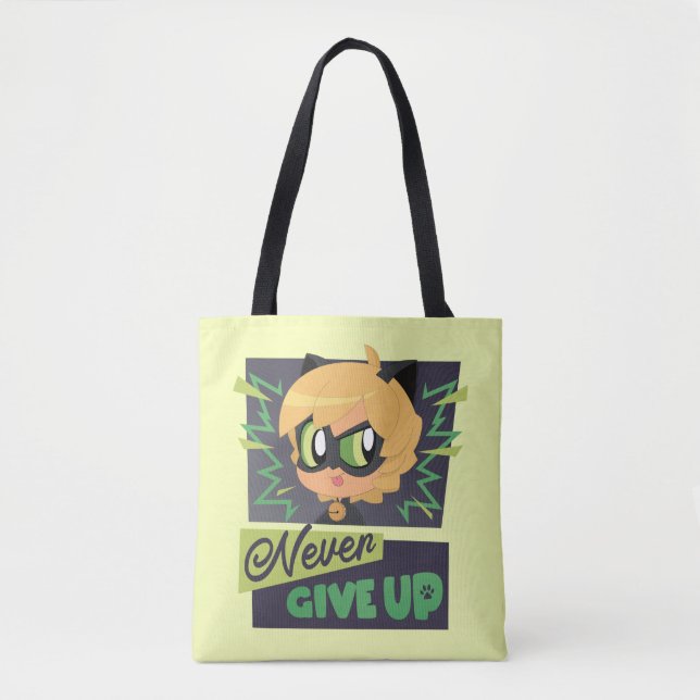 Bolso De Tela Chibi Cat Noir Nunca se rinde (Anverso)