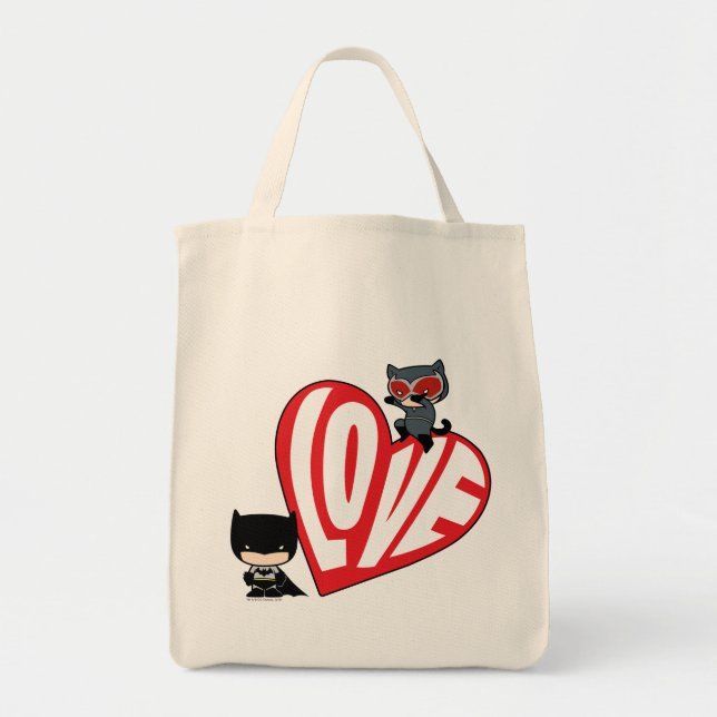 Bolso De Tela Chibi Catwoman salta sobre Batman (Frente)