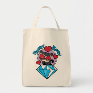 Bolso De Tela Chibi Catwoman sentada encima del Diamante grande