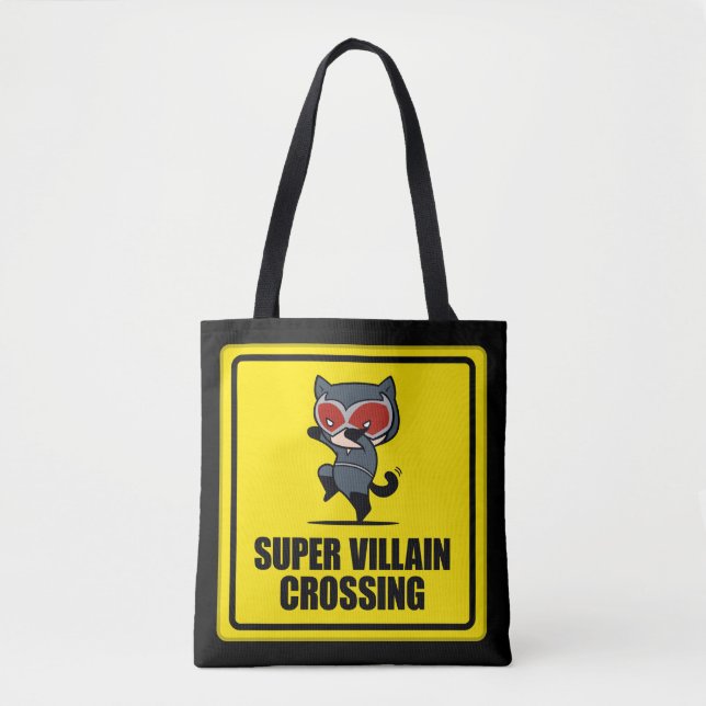 Bolso De Tela Chibi Catwoman Super Villain Crossing Rótulo (Anverso)